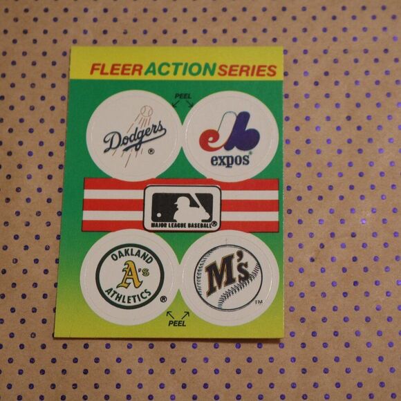 1990 Fleer Action Dodgers / Expos / Athletics / Mariners Sticker Baseball Card - Picture 1 of 2